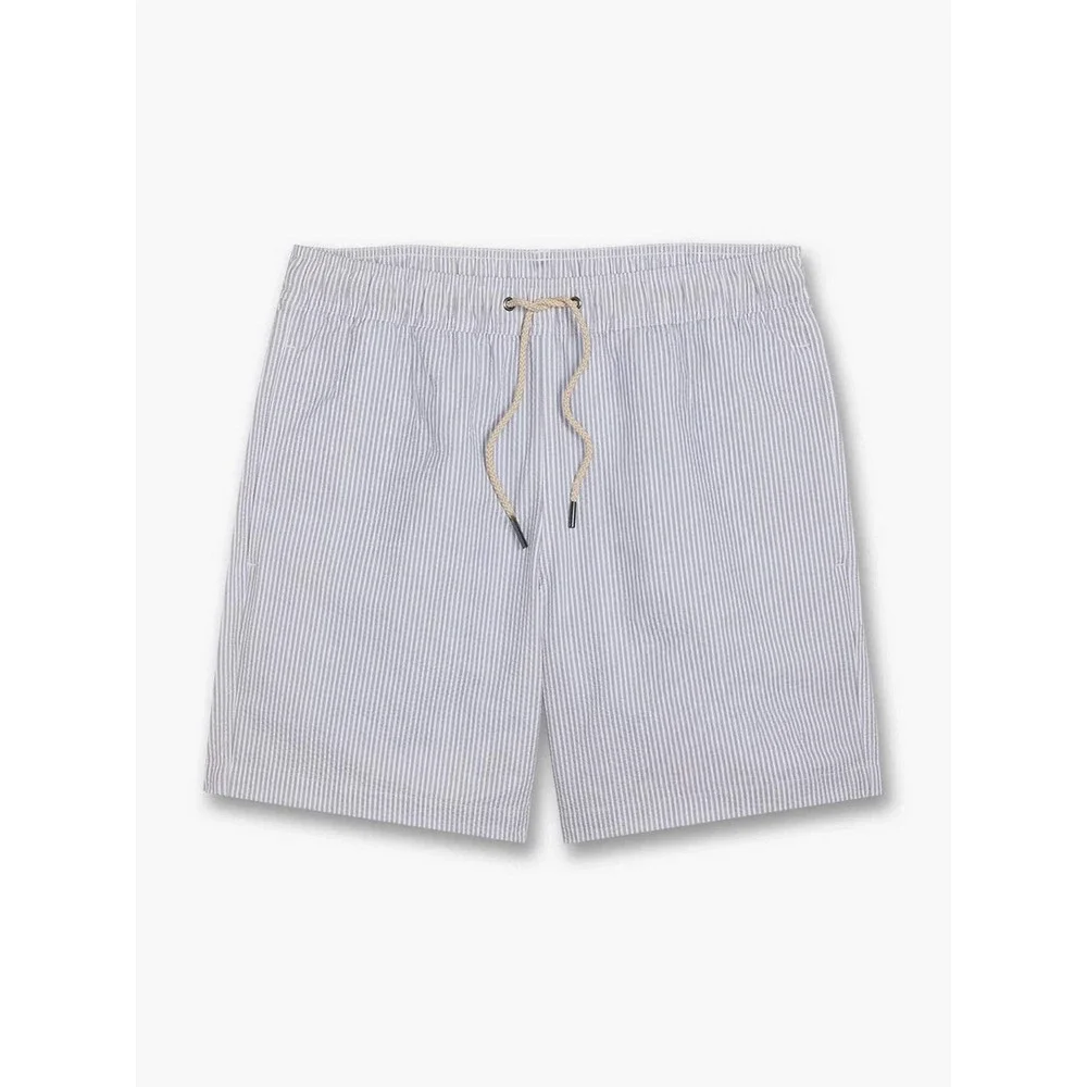 Fair Harbor Bayberry Trunk Swim Shorts Grey Seersucker Medium New With Tags